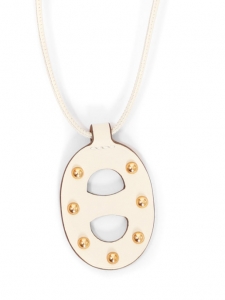 Collier pendentif chaîne d'ancre petit modèle en cuir et studs Prix boutique 500€