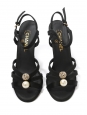 Sandales à talon en satin noir perle et cristal Prix boutique 1500€ Taille 39