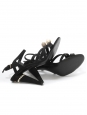 Sandales à talon en satin noir perle et cristal Prix boutique 1500€ Taille 39