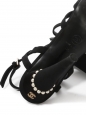 Sandales à talon en satin noir perle et cristal Prix boutique 1500€ Taille 39