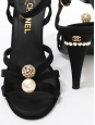 Sandales à talon en satin noir perle et cristal Prix boutique 1500€ Taille 39