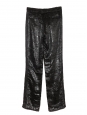 Straight-leg pants in black moiré velvet with silver lamé and jeweled buttons Fall 2004 Retail price 4000€ Size 34