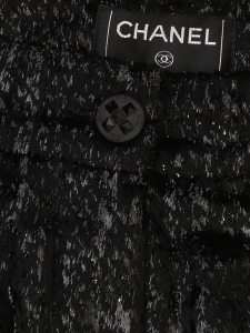 Pantalon droit en velours moiré noir lamé argent bouton bijoux Fall 2004 Prix boutique 4000€ Taille 34