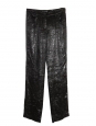 Pantalon droit en velours moiré noir lamé argent bouton bijoux Fall 2004 Prix boutique 4000€ Taille 34