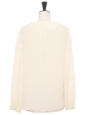 Blouse manches longues en soie beige et broderie dentelle blanche Prix boutique 1100€ Taille 36/38
