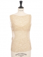 Beige nude sheer Calais lace sleeveless top Spring 2005  Retail price €8,500 Size 36