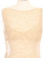 Beige nude sheer Calais lace sleeveless top Spring 2005  Retail price €8,500 Size 36