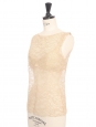 Beige nude sheer Calais lace sleeveless top Spring 2005  Retail price €8,500 Size 36