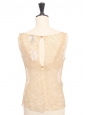 Beige nude sheer Calais lace sleeveless top Spring 2005  Retail price €8,500 Size 36