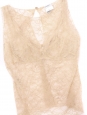 Beige nude sheer Calais lace sleeveless top Spring 2005  Retail price €8,500 Size 36