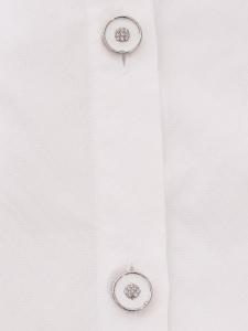 White cotton shirt with ruffled at neckline and bows at cuffs FW 2023 Retail price €1,600 Size 34