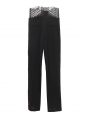 Black wool straight leg trousers with Calais lace waistband Retail price €2,500 Size 34