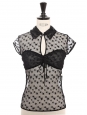 Black knit top with short sleeves, embroidered stars, velvet trim, and CC buttons Fall Winter Retail price €8,500 Size 36