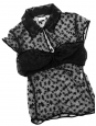Black knit top with short sleeves, embroidered stars, velvet trim, and CC buttons Fall Winter Retail price €8,500 Size 36