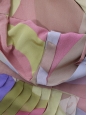 Purple and pink printed pleated silk dress with thin straps Retail price 3000€ Size XS