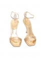 Metallic gold leather heel sandals  Retail price 1190€ Size 37.5
