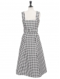 PETRA long black and white gingham belted dress Retail price €970 Size 36