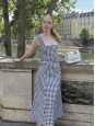 PETRA long black and white gingham belted dress Retail price €970 Size 36