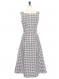 PETRA long black and white gingham belted dress Retail price €970 Size 36