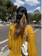 Black satin bow hair clip Retail price 590€