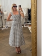 PETRA long black and white gingham belted dress Retail price €970 Size 36