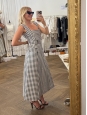 PETRA long black and white gingham belted dress Retail price €970 Size 36