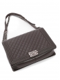 Dark gray quilted leather BOY bag, large model with silver chain Retail price €7,500