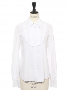 Chemise manches longues en coton blanc avec plastron Prix boutique 1250€ Taille 34