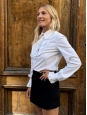 White cotton long sleeves shirt with bib Retail price €1,250 Size 34