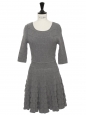 Robe fit and flare manche 3/4 en 100% laine gris clair Prix boutique 4400€ Taille 36