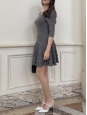 Robe fit and flare manche 3/4 en 100% laine gris clair Prix boutique 4400€ Taille 36