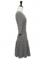 Robe fit and flare manche 3/4 en 100% laine gris clair Prix boutique 4400€ Taille 36