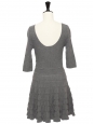 Robe fit and flare manche 3/4 en 100% laine gris clair Prix boutique 4400€ Taille 36