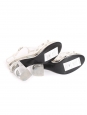 Heeled sandals in cream white leather, acetate, and silver Retail price €1,200 Size 38