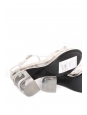 Sandales à talon en cuir blanc crème, acétate et argent Prix boutique 1200€ Taille 38