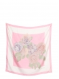 Foulard carré de soie fleurs rose mauve et blanc Prix boutique 390€ Taille 76 x 76cm