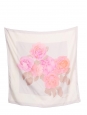 Foulard en soie gris détail fleurs rose Prix boutique 390€ Taille 76 x 76