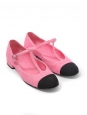 Flat ballerina shoes in pink tweed with black toes CROISIERE 2023 Retail price €1,100 Size 38