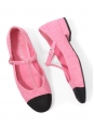 Flat ballerina shoes in pink tweed with black toes CROISIERE 2023 Retail price €1,100 Size 38