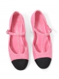 Ballerines plates en tweed rose et bouts noirs CROISIERE 2023 Prix boutique 1100€ Taille 38