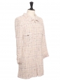 Combi-short en tweed à carreaux rose beige et gris Prix boutique 4500€ Taille XS