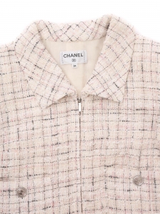 Combi-short en tweed à carreaux rose beige et gris Prix boutique 4500€ Taille XS