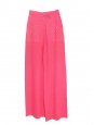 Bright pink high-waisted flared trousers with broderie anglaise pockets Retail price €3,200 Size 34