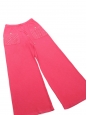Bright pink high-waisted flared trousers with broderie anglaise pockets Retail price €3,200 Size 34