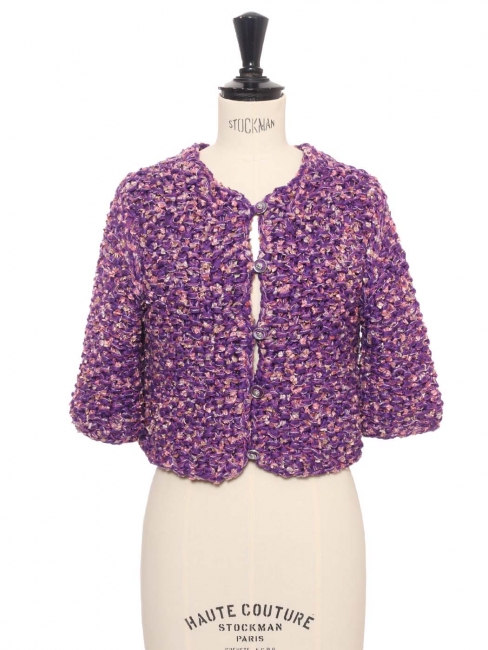 Veste gilet par LESAGE en soie violet et rose Et&eacute; 2022 Prix boutique 4000&euro; Taille 36