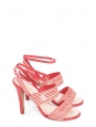 Red and white striped leather heel sandals Cruise 2020/2021 Retail price €950 Size 38