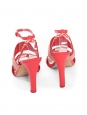 Sandales à talon en cuir rouge à rayures blanc crème Croisière 2020/2021 Prix boutique 950€ Taille 38