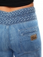 Pantalon jean évasé bleu moyen avec ceinture tressée Px boutique 550€ Taille 38