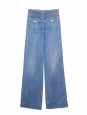 Blue denim braided woven waist high rise flared jeans Retail price €550 Size 38