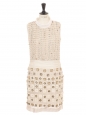 Cream white silk dress embroidered with gold brass, beads and Swarovski crystals Retail price €6000 Size 38